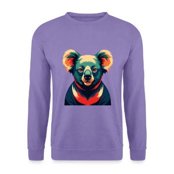 Koala Zeichentrickfigur Buntes Haustier Tier - Unisex Pullover - Lavendel - Vorne