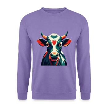 Kuh Cartoon Figur Buntes Haustier Tier - Unisex Pullover - Lavendel - Vorne