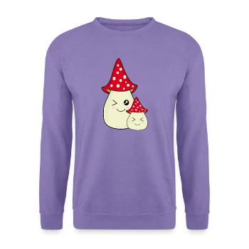 Comic Pilz Kawaii Geschenk Pilzsammler Mushroom  - Unisex Pullover - Lavendel - Vorne