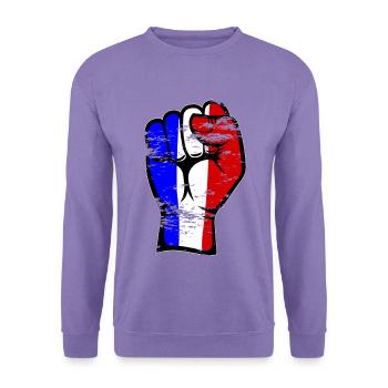 Frankreich Flagge Faust Hand Symbol used - Unisex Pullover - Lavendel - Vorne
