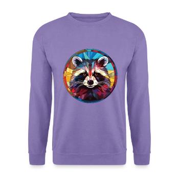 Waschbär bunte Aquarell Tier Illustration - Unisex Pullover - Lavendel - Vorne