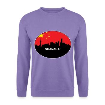 Shanghai-China-Flaggen-Skyline-Schattenbild-Reise - Unisex Pullover - Lavendel - Vorne