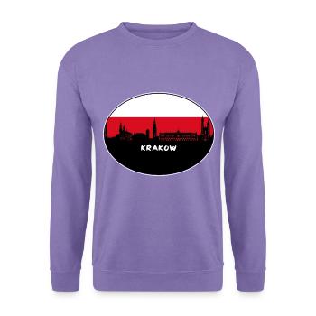 Krakau Polen Flagge Skyline Silhouette Reisen - Unisex Pullover - Lavendel - Vorne