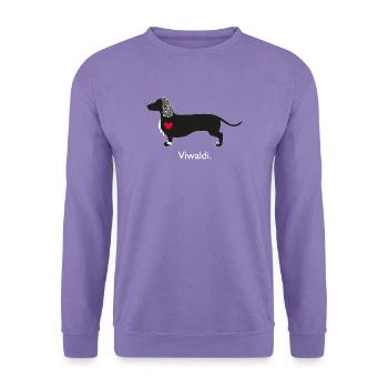 Dackel Viwaldi - der stilvolle Sänger - Unisex Pullover - Lavendel - Vorne