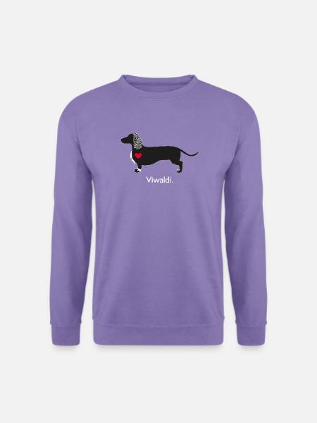 Dackel Viwaldi - der stilvolle Sänger - Unisex Pullover - Lavendel