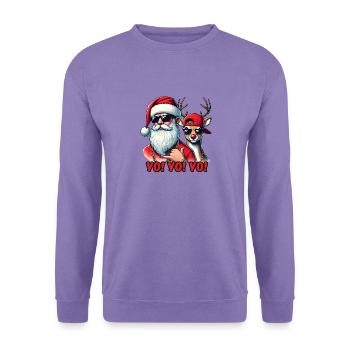 Hallo! Hallo! Hallo! Weihnachtsmann & Rentiere - Unisex Pullover - Lavendel - Vorne