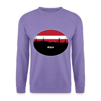 Riga Lettland Flagge Skyline Silhouette Reisen - Unisex Pullover - Lavendel - Vorne