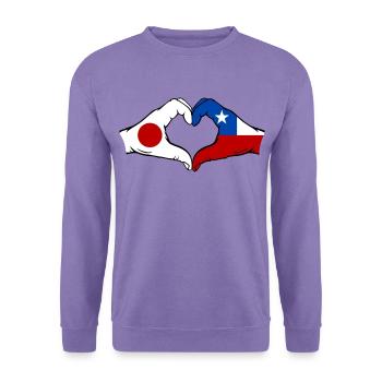 Japan Chile Flagge Hände Herzform - Unisex Pullover - Lavendel - Vorne