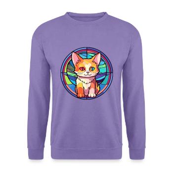Kätzchen Buntes Glas Bunte Karikatur Kawaii Anima - Unisex Pullover - Lavendel - Vorne