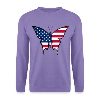 USA Flagge Schmetterling - Unisex Pullover - Lavendel - Vorne
