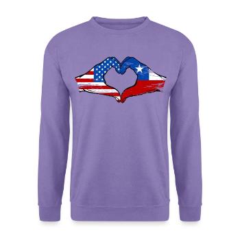USA Chile Flagge Haende Herzform used - Unisex Pullover - Lavendel - Vorne