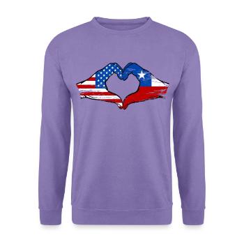 USA Chile Flagge Haende Herzform used - Unisex Pullover - Lavendel - Vorne