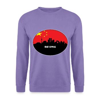 Peking-China-Flaggen-Skyline-Schattenbild-Reise - Unisex Pullover - Lavendel - Vorne