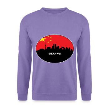 Peking-China-Flaggen-Skyline-Schattenbild-Reise - Unisex Pullover - Lavendel - Vorne