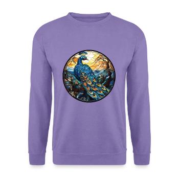 Pfau Buntes Aquarell Tier Illustration - Unisex Pullover - Lavendel - Vorne