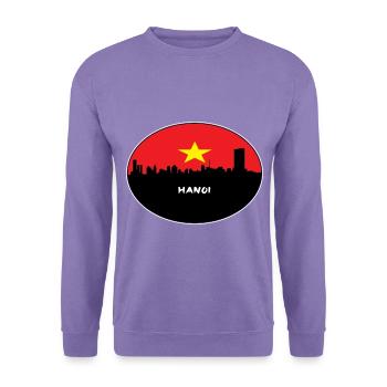 Hanoi-Vietnam-Flaggen-Skyline-Schattenbild-Reise - Unisex Pullover - Lavendel - Vorne