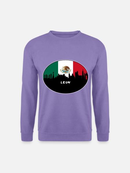 Leon-Mexiko-Flaggen-Skyline-Schattenbild-Reise - Unisex Pullover - Lavendel