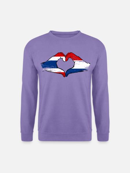 Thailand Holland Flagge Hände Herzform used - Unisex Pullover - Lavendel