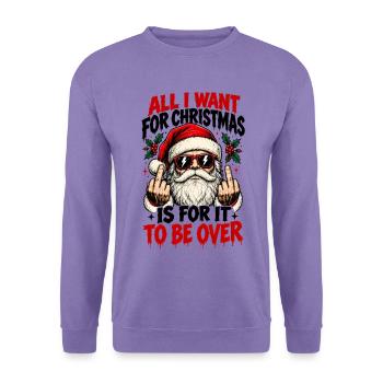 Rebellischer Weihnachtsmann mit Sonnenbrille - Unisex Pullover - Lavendel - Vorne