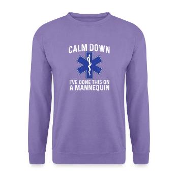 Beruhig dich, ich habe das schon an einer Schaufensterpuppe gemacht – EMS EMT - Unisex Pullover - Lavendel - Vorne
