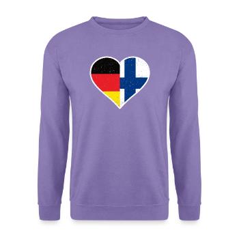 Deutschland Finnland Herz Vintage - Unisex Pullover - Lavendel - Vorne