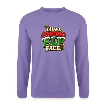 Ruhende Elfengesicht Weihnachtsgrafik - Unisex Pullover - Lavendel - Vorne