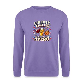 Freedom Equality Aperitif – Humor und Geselligkeit - Unisex Pullover - Lavendel - Vorne