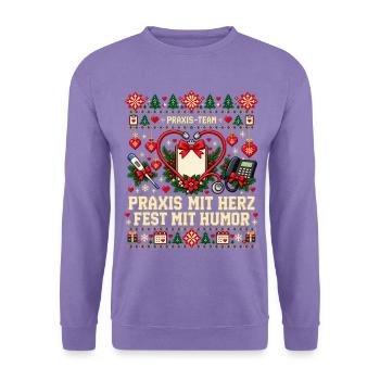 Praxis-Team - Praxis mit Herz, Fest mit Humor - Unisex Pullover - Lavendel - Vorne