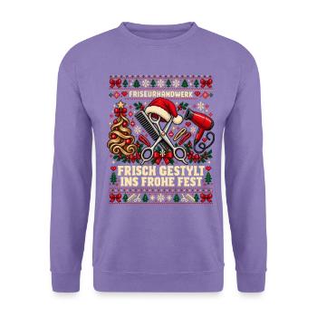 Friseurhandwerk - Frisch gestylt ins frohe Fest - Unisex Pullover - Lavendel - Vorne