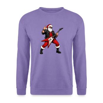 Rockender Weihnachtsmann mit Flying-V - Unisex Pullover - Lavendel - Vorne
