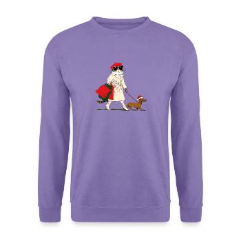 Christmas Shopping Fashion Cat - Unisex Pullover - Lavendel - Vorne