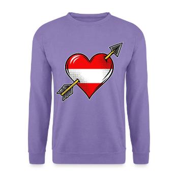 Österreich Flagge Herz mit Pfeil - Unisex Pullover - Lavendel - Vorne