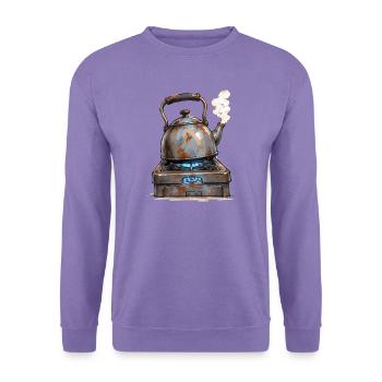 Rostiger Teekessel auf Gasherd - Unisex Pullover - Lavendel - Vorne