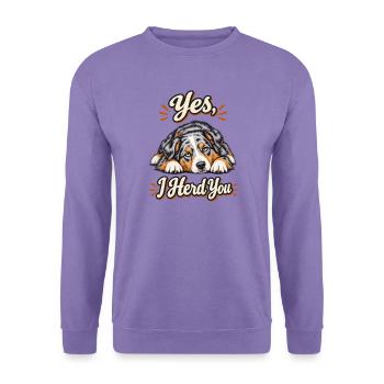 Ja, ich hüte dich – Australian Shepherd Aussie Dad - Unisex Pullover - Lavendel - Vorne