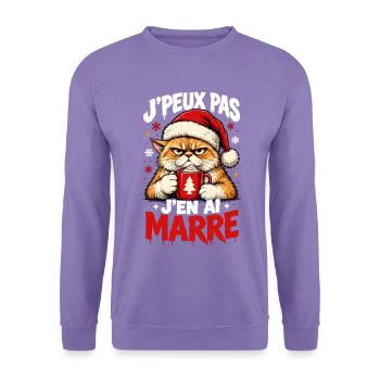 Weihnachtsblas-Katze trinkt ihren Becher - Unisex Pullover - Lavendel - Vorne