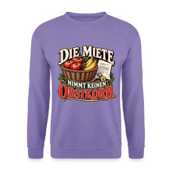 Miete statt Obstkorb - Unisex Pullover - Lavendel - Vorne