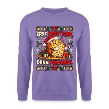 Erst Panettone. Dann Personen. - Unisex Pullover - Lavendel - Vorne