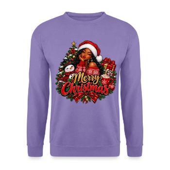 Glamouröses Weihnachten: Frauen und festliche Dekoration - Unisex Pullover - Lavendel - Vorne