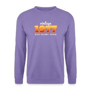 Vintage 1977 Best Before Never Retro Geburtstag - Unisex Pullover - Lavendel - Vorne