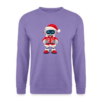 Weihnachtsroboter mit Geschenk - Unisex Pullover - Lavendel - Vorne