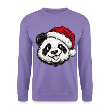 Niedliche Zwinkernder Panda-Weihnachtsmütze Weihnachtstierkunst - Unisex Pullover - Lavendel - Vorne