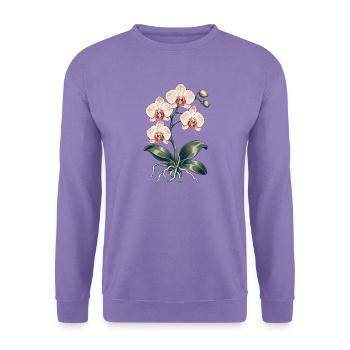 Orchideenliebe – botanische Blüten - Unisex Pullover - Lavendel - Vorne
