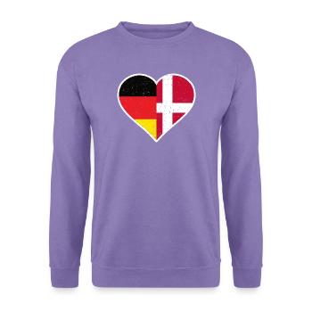 Germany x Denmark Vintage Heart - Unisex Pullover - Lavendel - Vorne