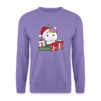 Einhorn Weihnachten Geschenk Winter Tiere Einhorn - Unisex Pullover - Lavendel - Vorne