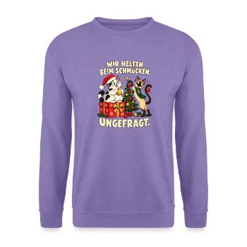Katzenmama Geschenkidee Tannenbaum Weihnachten - Unisex Pullover - Lavendel - Vorne