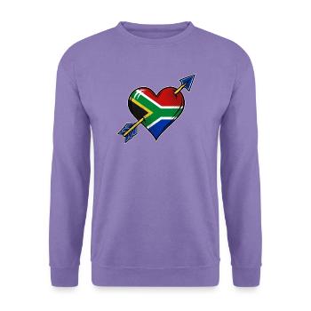 Südafrika Flagge Herz mit Pfeile - Unisex Pullover - Lavendel - Vorne