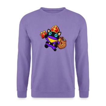Sinterklaas Katze bringt festliche Geschenke - Unisex Pullover - Lavendel - Vorne