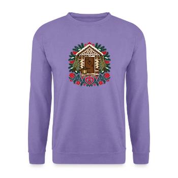 Polnisches Volks-Weihnachtshütten-Winterdesign - Unisex Pullover - Lavendel - Vorne