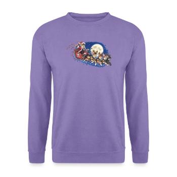 Nacht-Schlitten mit Punk Weihnachtshasen - Unisex Pullover - Lavendel - Vorne