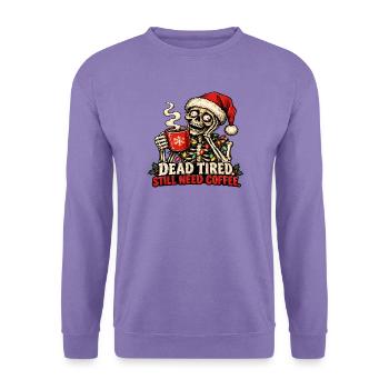 Das Weihnachtsskelett braucht Kaffee - Unisex Pullover - Lavendel - Vorne